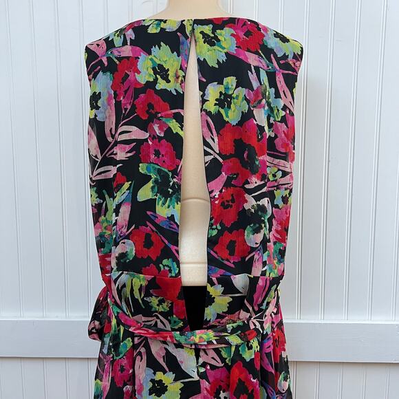 Tahari Plus Size 16W Sleeveless Floral Wrap Dress Ruffle Tiered Hem Bright Fun - Picture 5 of 11